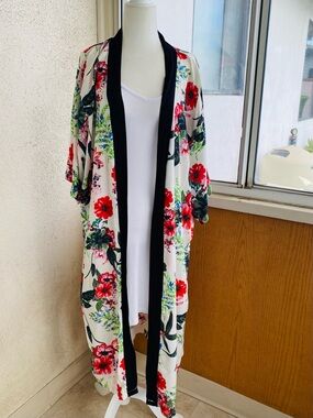 Lulla Collection by Bindya Floral Kimono Duster Cardigan Boho cover up  One Size